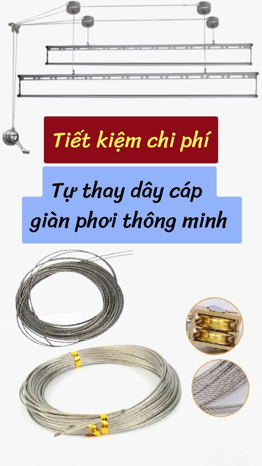 Video tự thay dây cáp giàn phơi