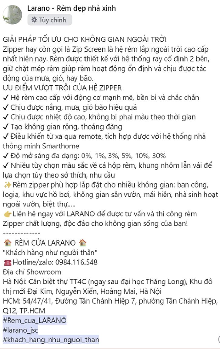 Bài rèm zipper ngoài trời