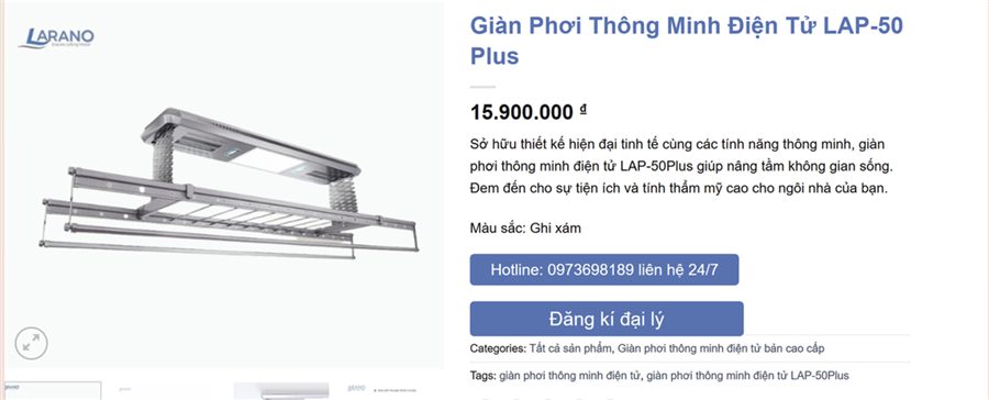 Trang sản phẩm giàn phơi LAP-50 Plus